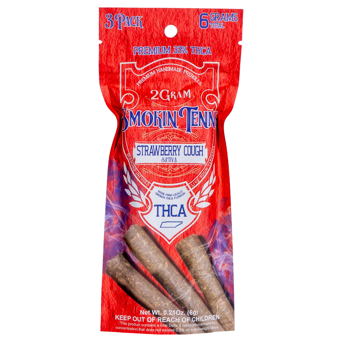 Smokin Tenns - Strawberry Cough THCA Pre-Roll [6G]